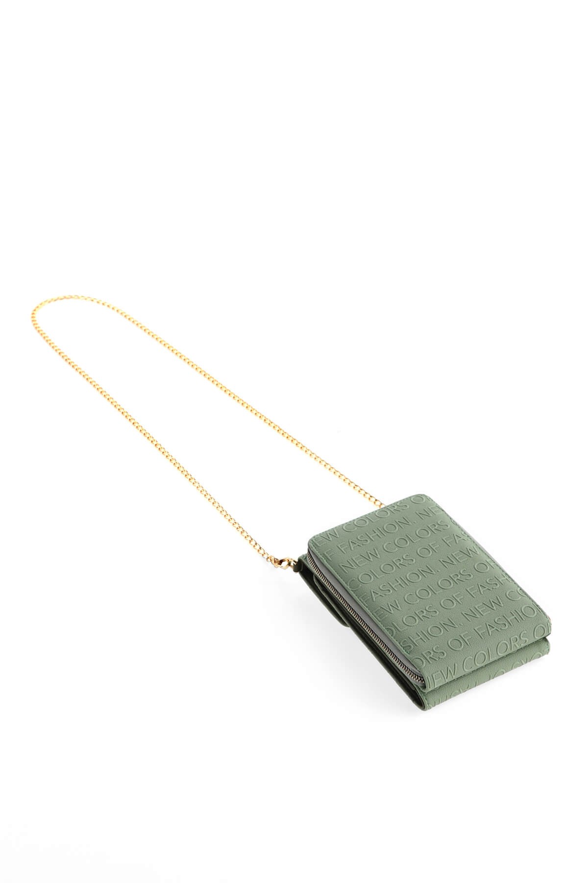 Misty Mint Yeşili Zincirli Telefon Bölmeli Cüzdan Çanta