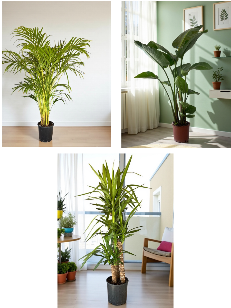 KAMPANYALI BÜYÜK BOY FAVORİ BİTKİ SETİ ( STARLİÇE 3 GÖVDELİ 150 CM - AREKA PALMİYESİ 130 CM - YUKA 3 GÖVDELİ 150 CM )