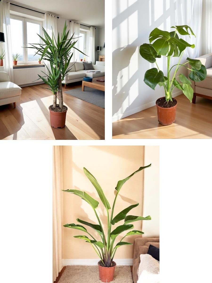 KAMPANYALI SET ( MONSTERA  DEVE TABANI- 2 GÖVDELİ YUCCA YUKA 100 CM - 2 GÖVDELİ STARLİÇE 140 - 150 CM)