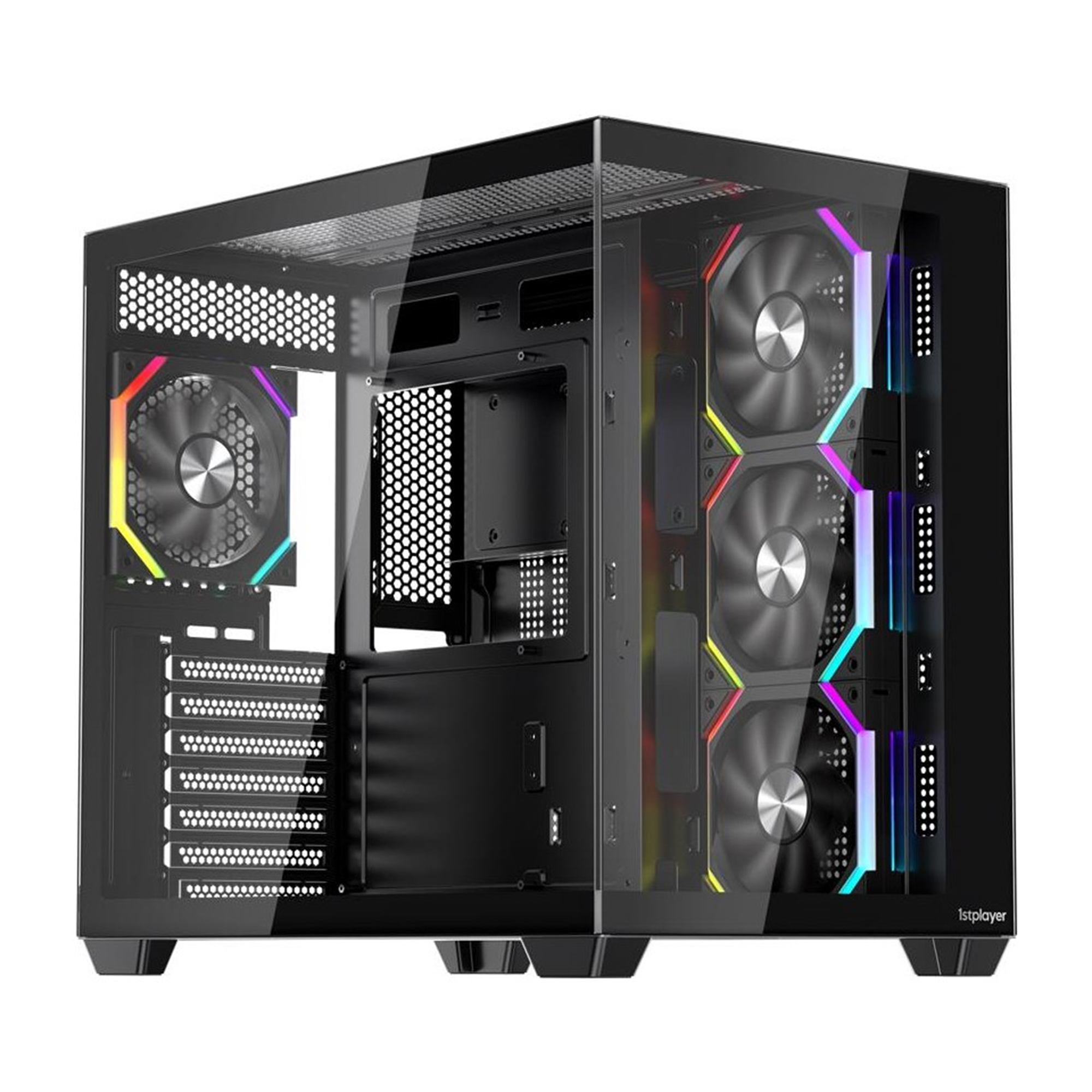 1ST Player BV7 ACK 750W 80+ BRONZE ARGB 4X12CM Fan Panoramik Temperli Cam USB 3.0 Atx Siyah Kasa 