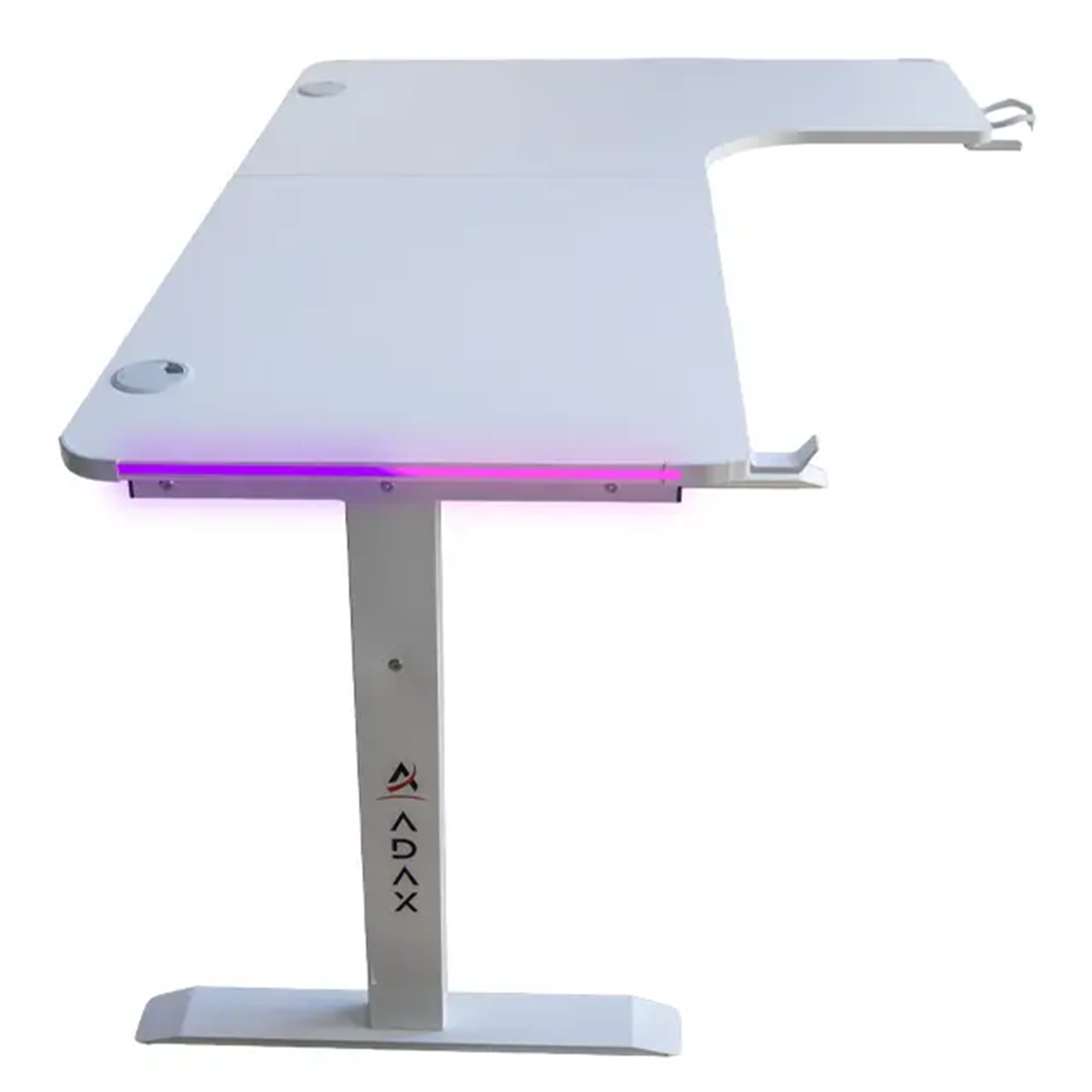 Adax EDGE L-R 1400mm L-Shaped Computer Desk with Ergonomic Cut-Out, Steel Frame, Cable Ports whıte Gaming Desk