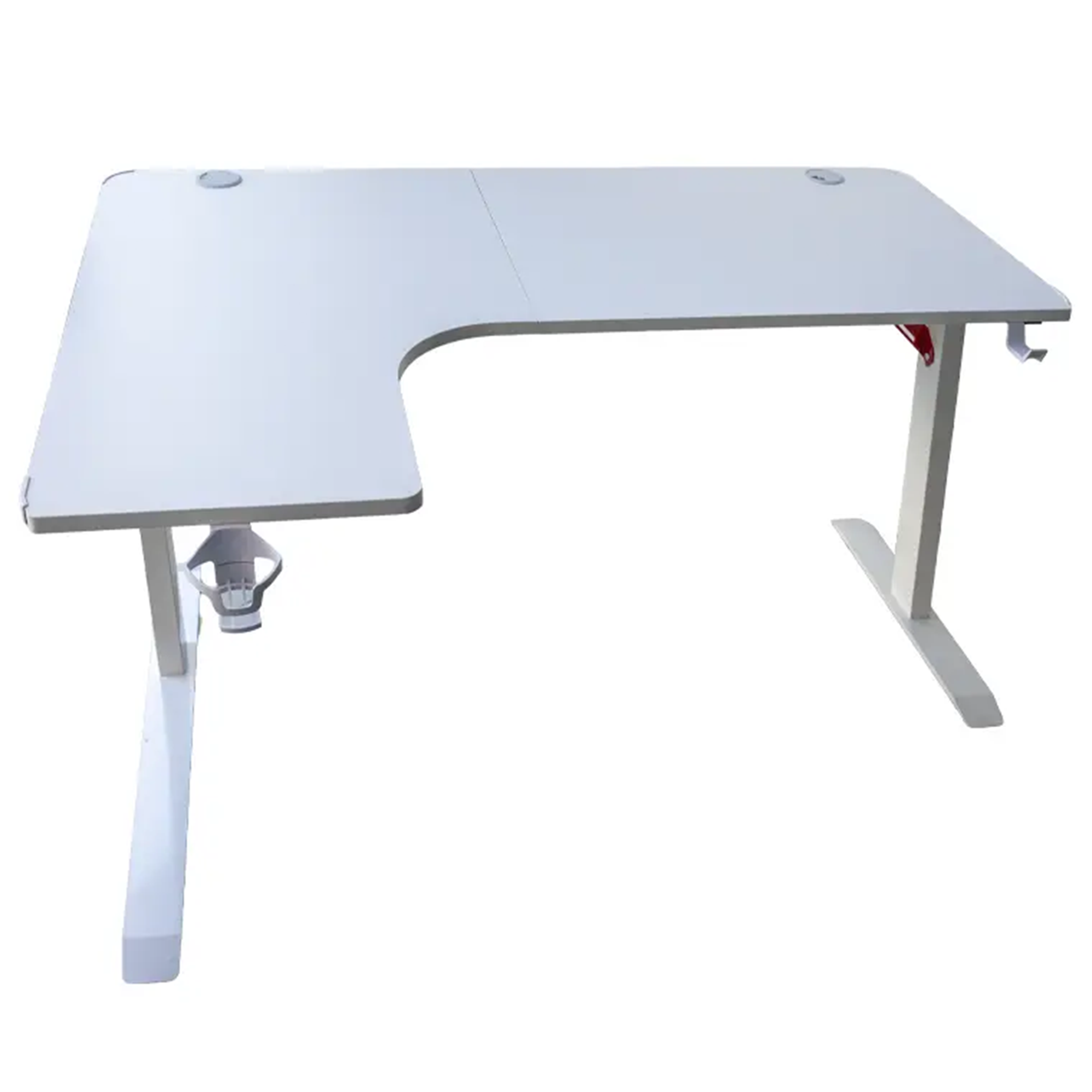 Adax EDGE L-R 1400mm L-Shaped Computer Desk with Ergonomic Cut-Out, Steel Frame, Cable Ports whıte Gaming Desk