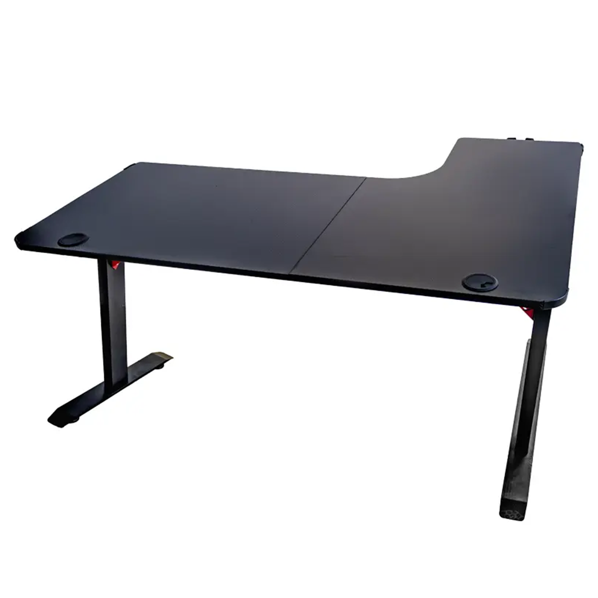 Adax EDGE L-R 1400mm L-Shaped Computer Desk with Ergonomic Cut-Out, Steel Frame, Cable Ports Black Gaming Desk