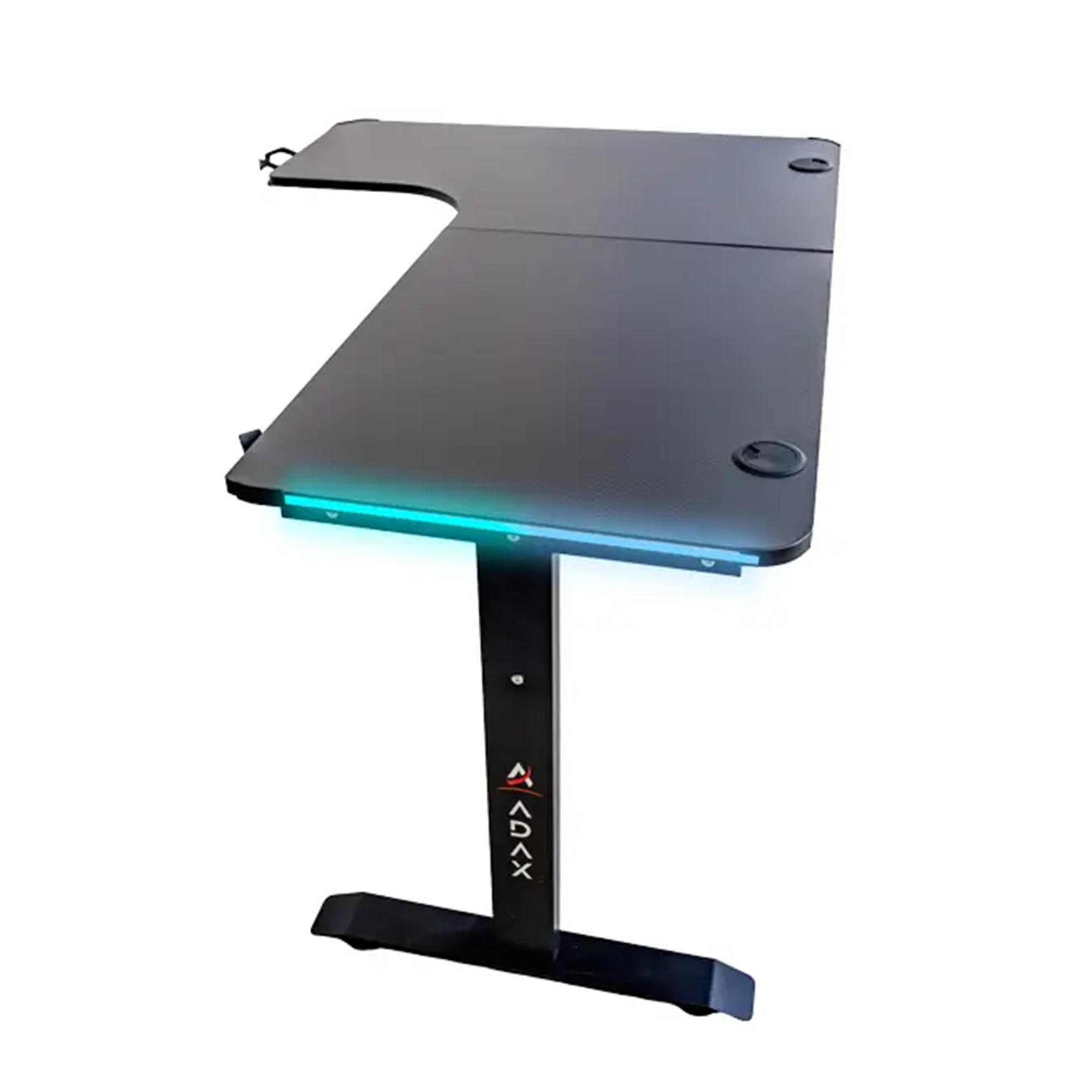Adax EDGE L SAĞ Max 2 UK Plug, 1 USB-A 1 USB-C & Cable Management - Black Gaming Desk