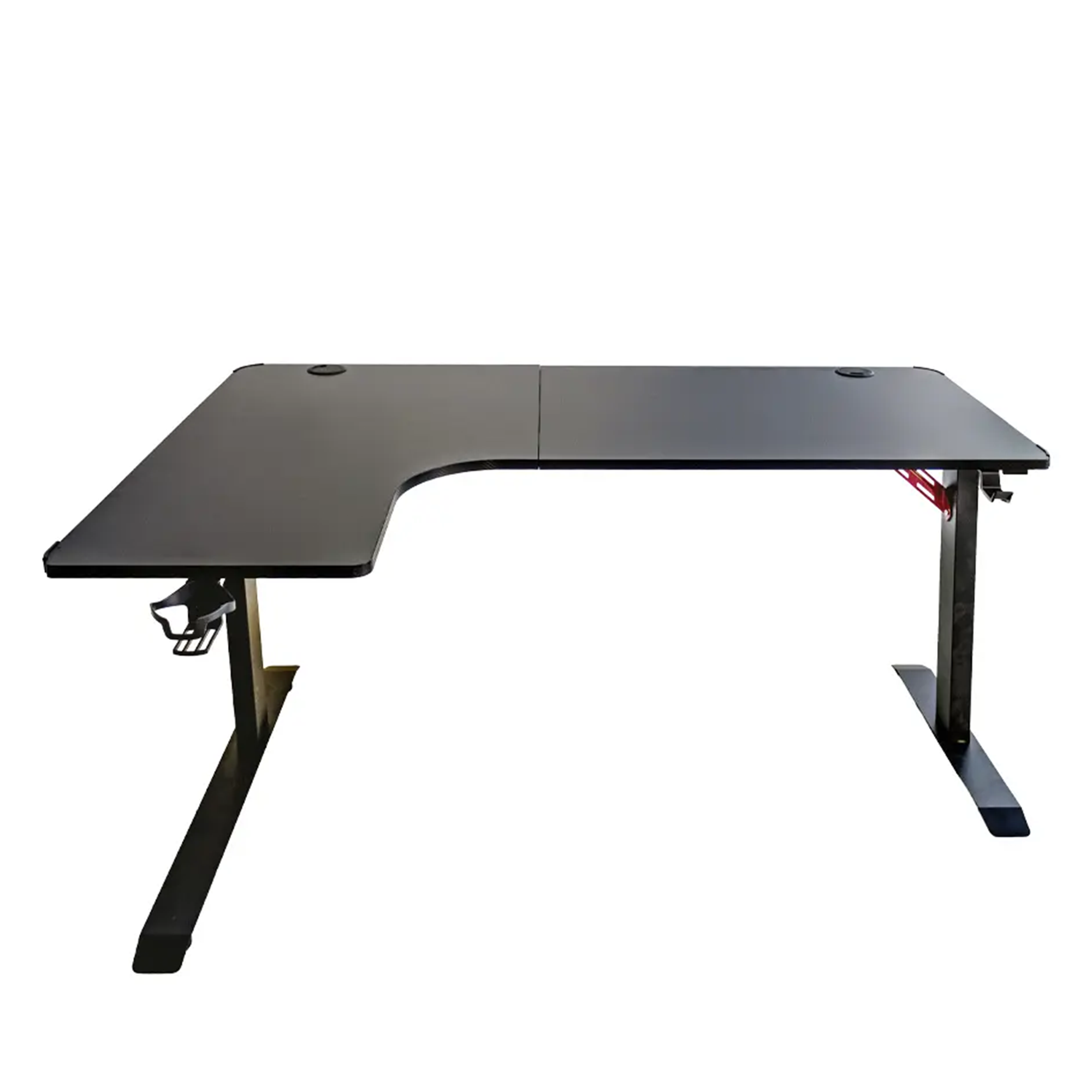 Adax EDGE L SAĞ Max 2 UK Plug, 1 USB-A 1 USB-C & Cable Management - Black Gaming Desk