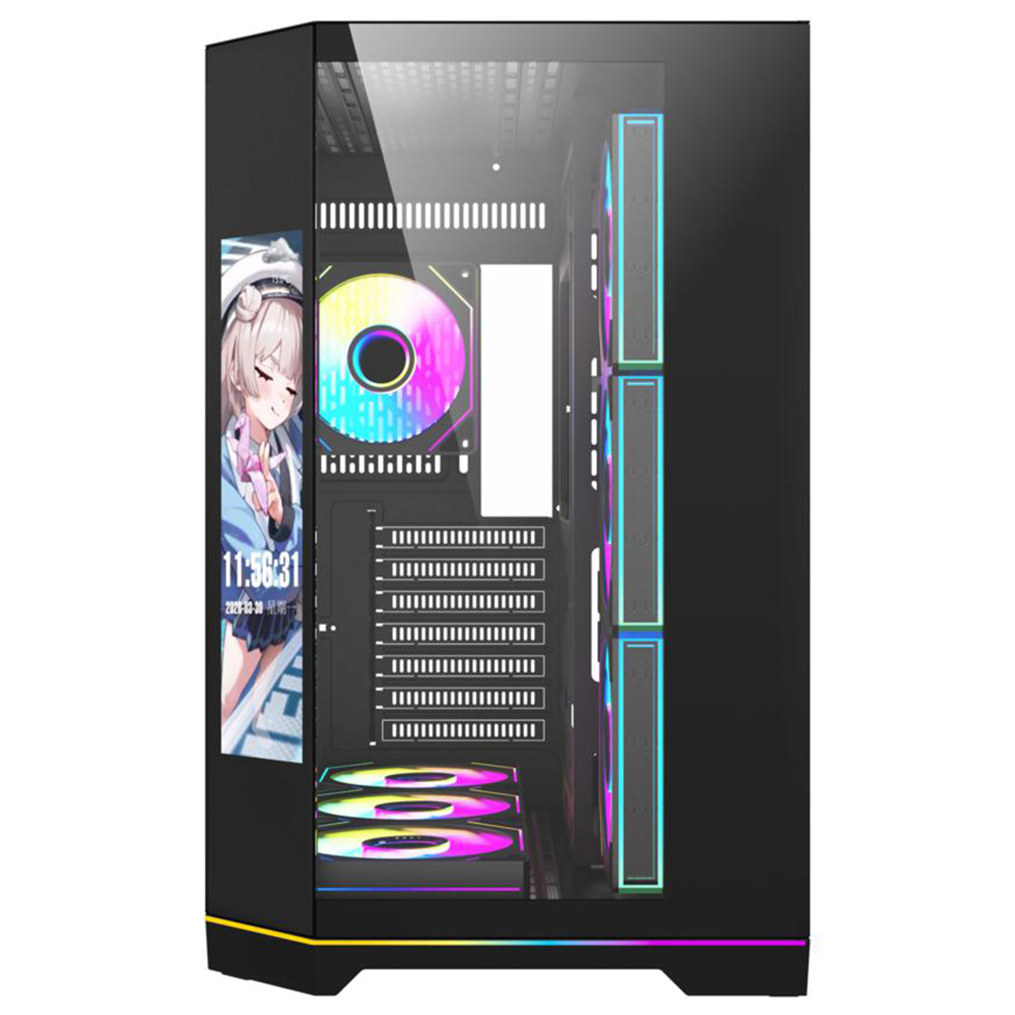 AIGO FT418 Pro Siyah 7x L17 ARGB Fanlı 850W 80+ Bronze Gen5 LCD Mid Tower Kasa