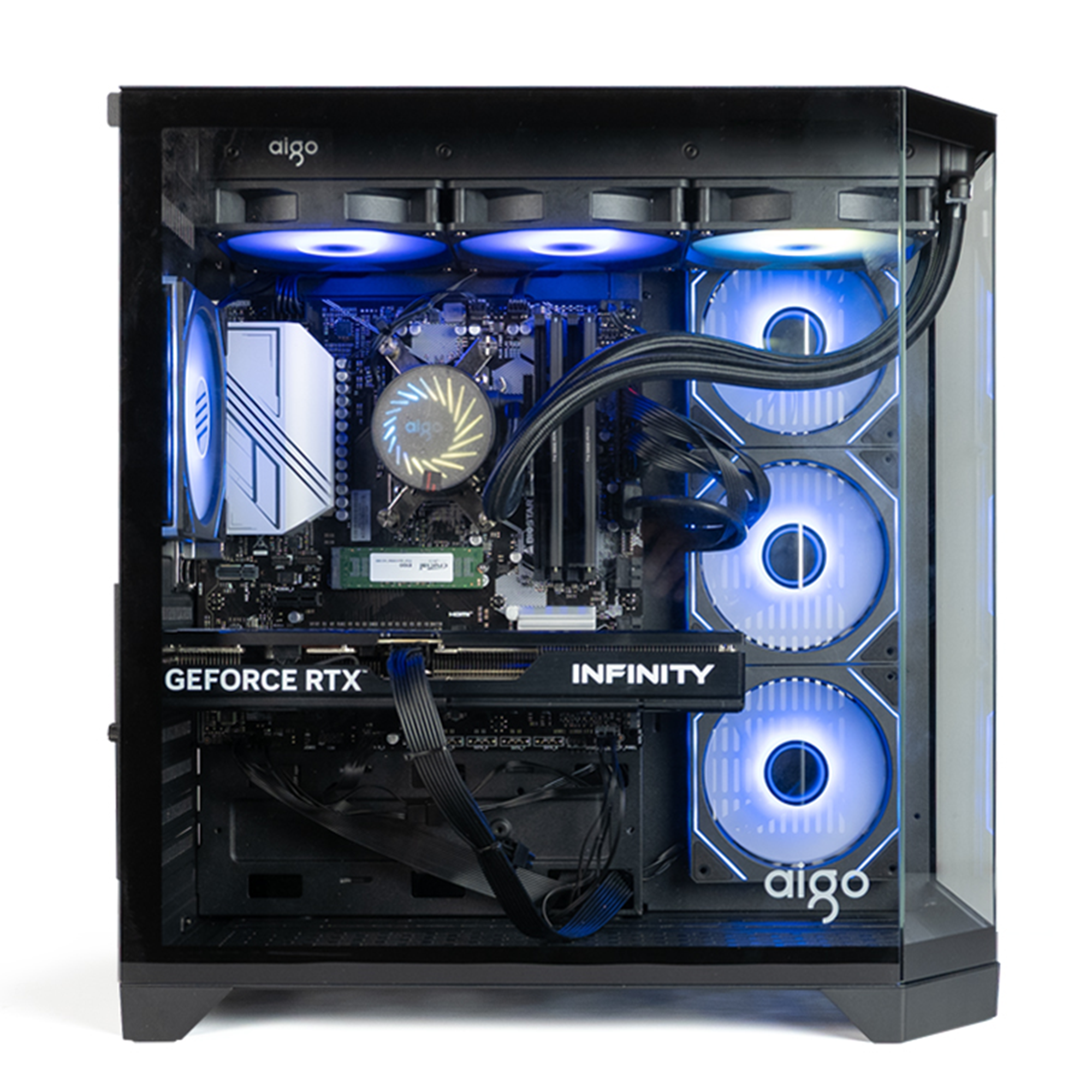 AIGO FT418 Pro Siyah 7x L17 ARGB Fanlı 850W 80+ Bronze Gen5 LCD Mid Tower Kasa