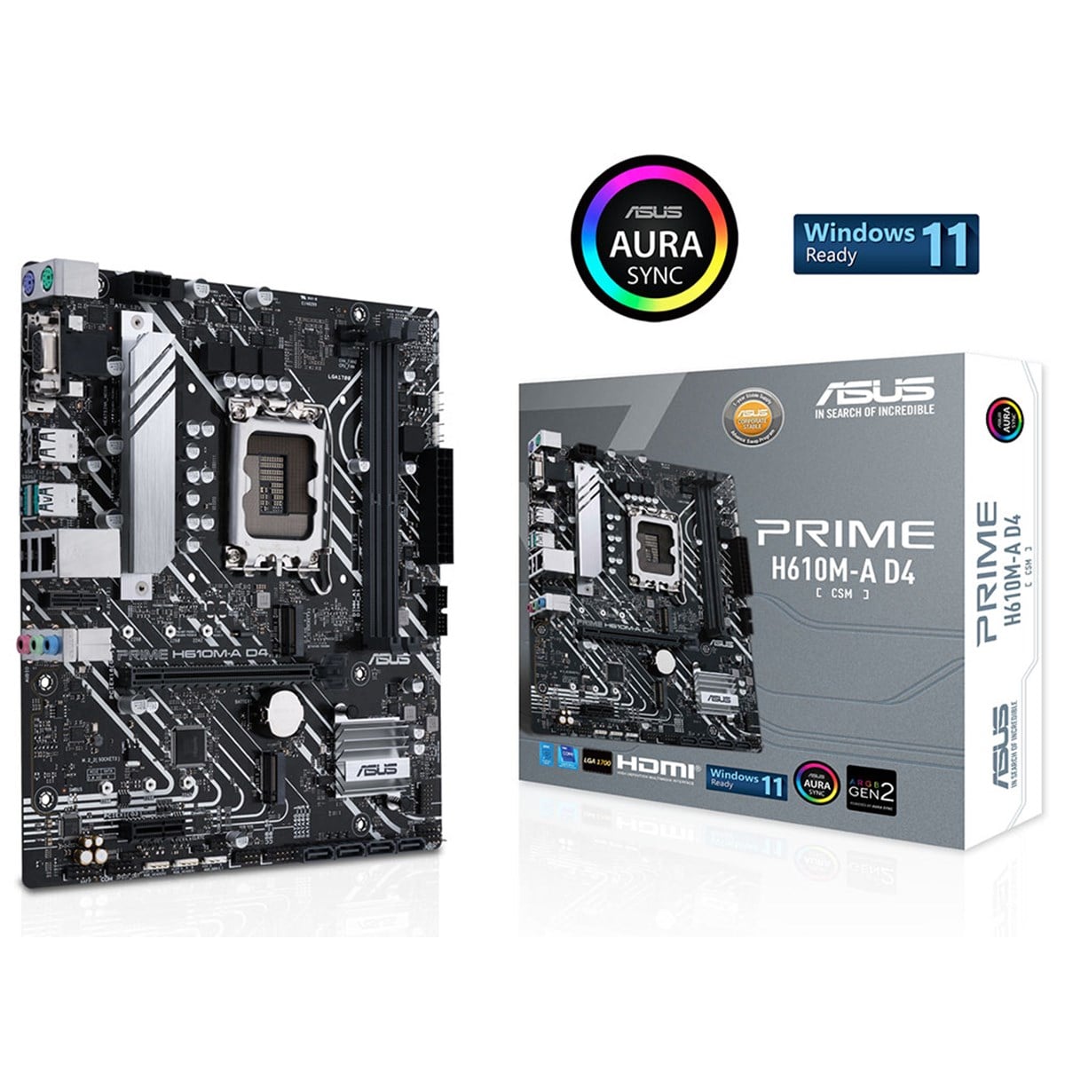 ASUS PRIME H610M-A D4 DDR4 3200(OC) VGA HDMI DP M.2 mATX 1700p