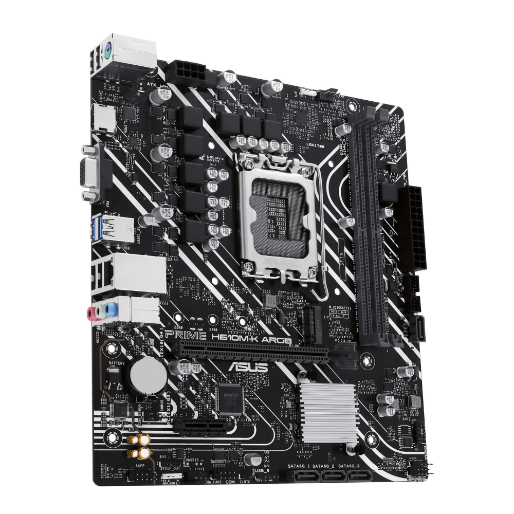 Asus PRIME H610M-K ARGB DDR5 Intel 1700p 5600 HDMI VGA M2 USB3.2 mATX2XDIMM SLOTS,MAX.96GB, ASUS 5X PROTECTION III, AURA RGB Anakart