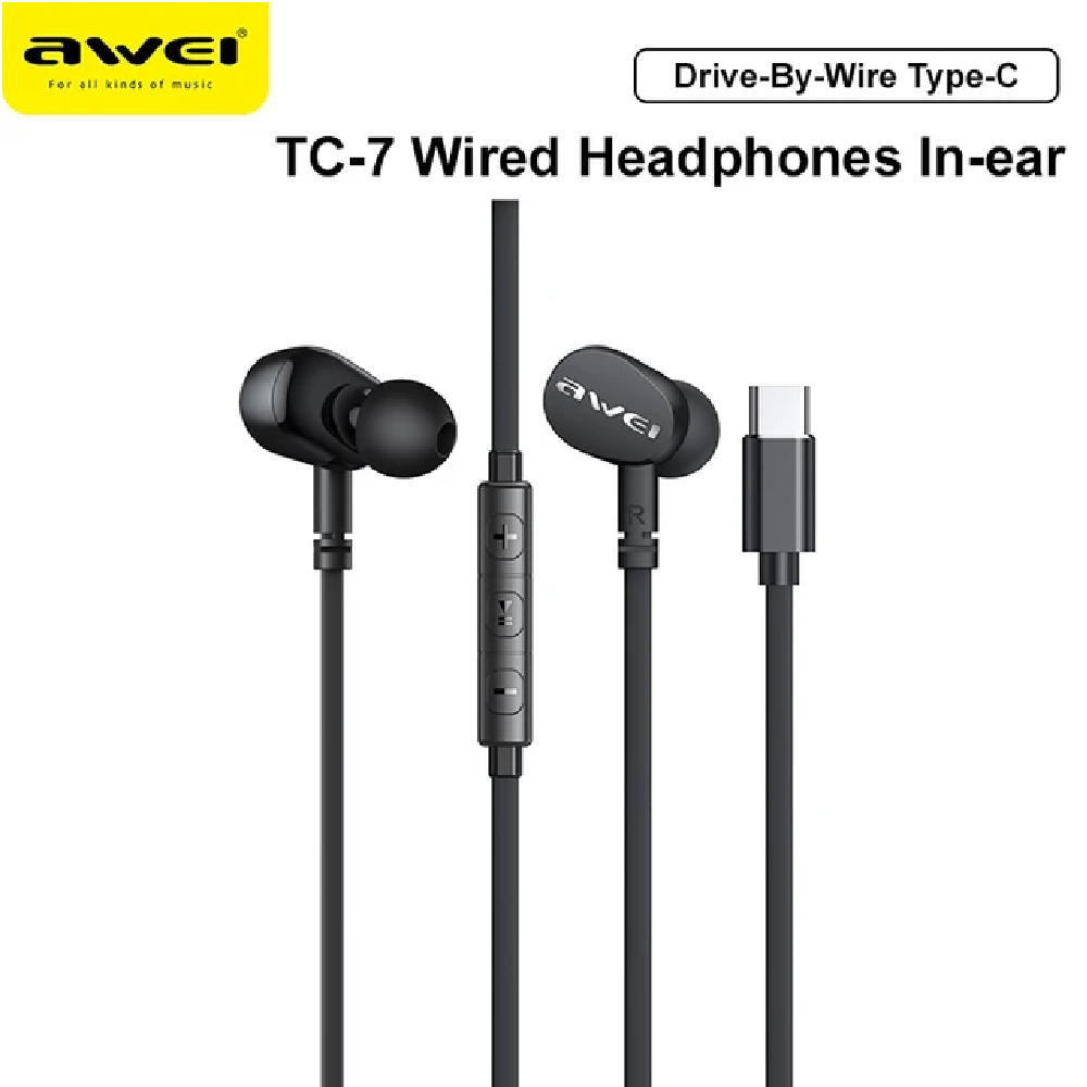 Awei TC-7 1.2m Wired Earphone In-ear Type-C Kulakiçi Kulaklık