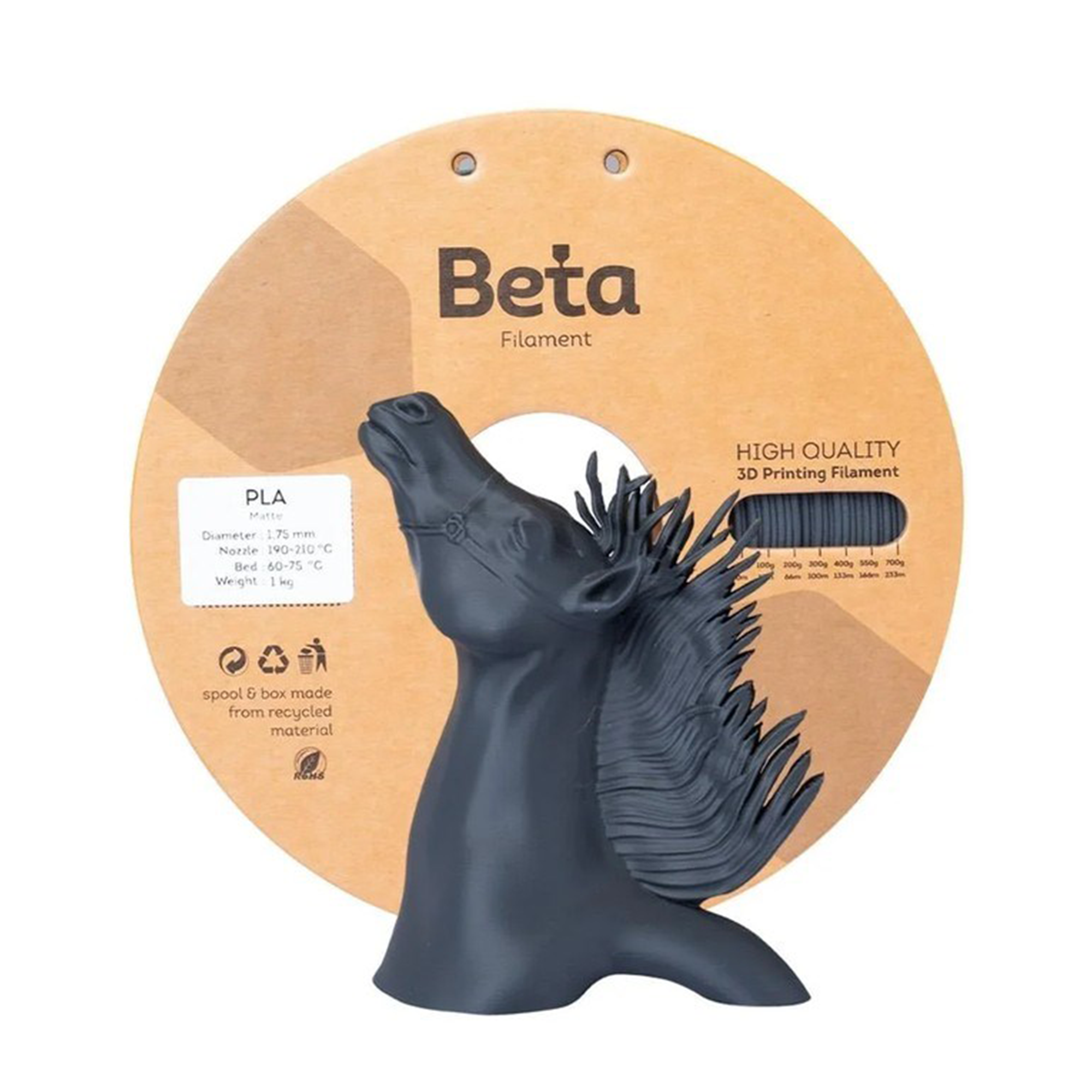 Beta PLA Matte Filament Ash Grey 1.75mm