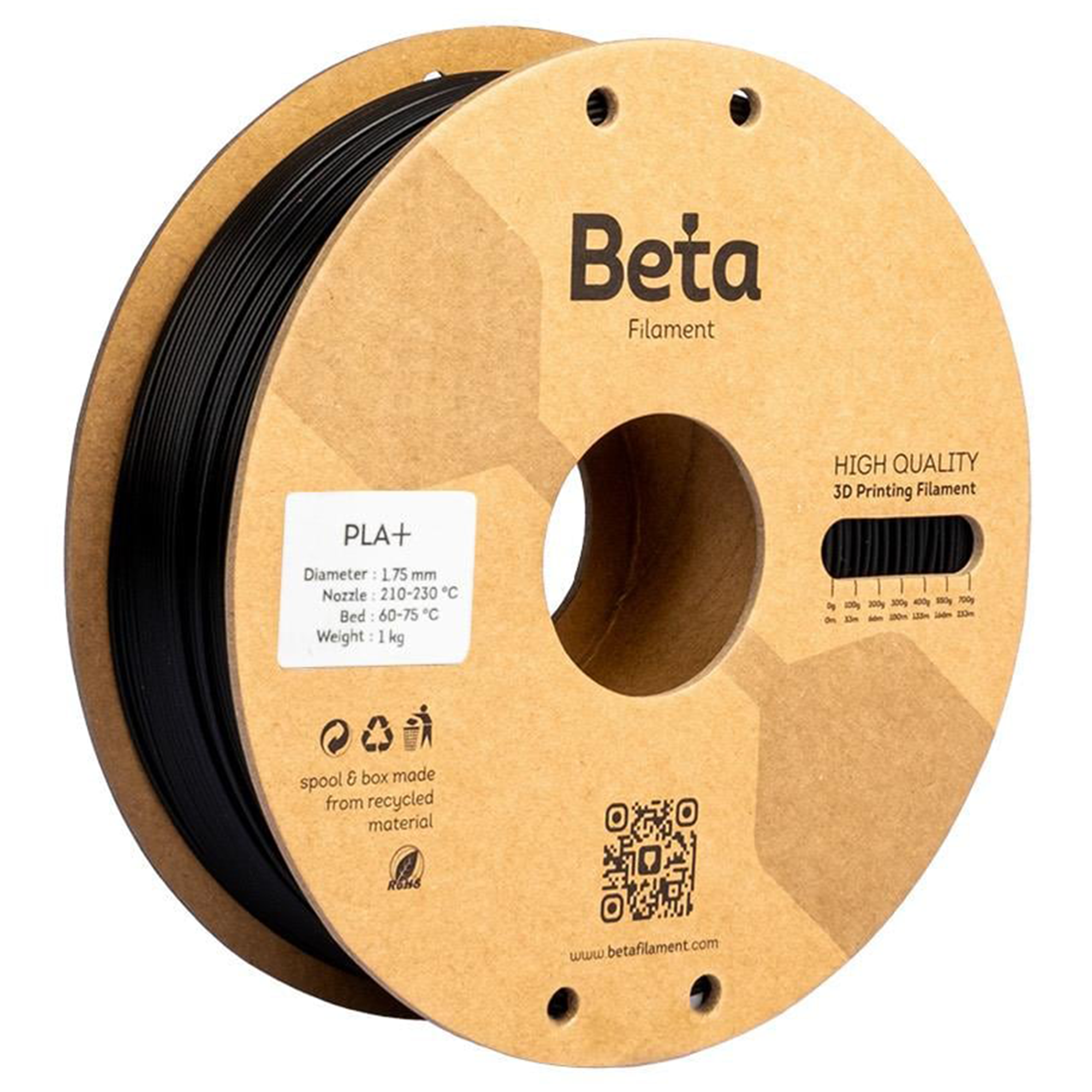 Beta PLA Plus Filament Black 1.75mm