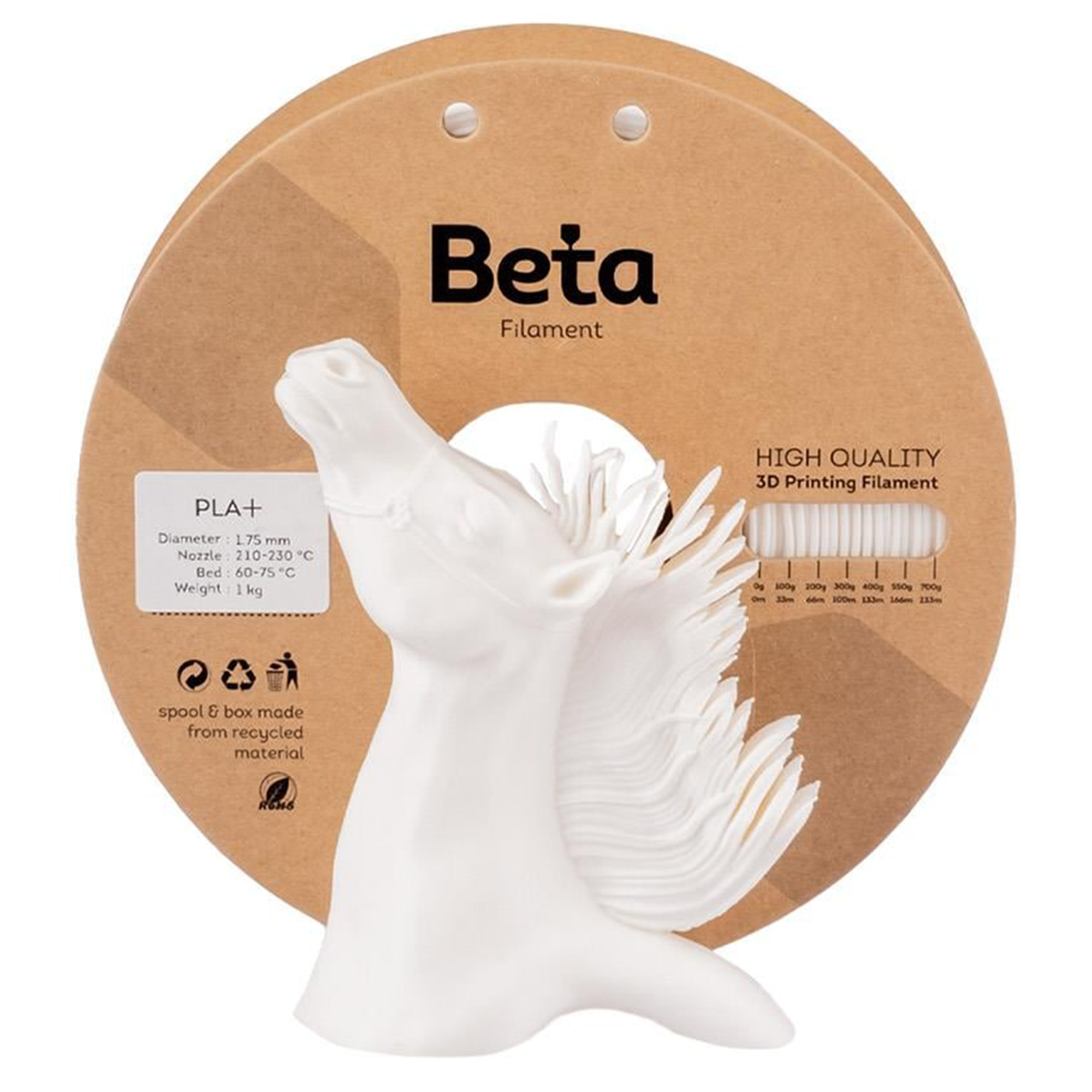 Beta PLA Plus Filament White 1.75mm