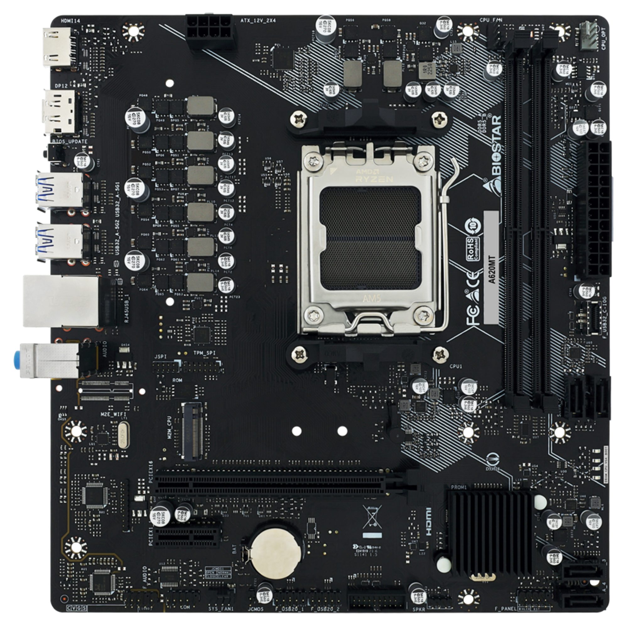 Biostar A620MT-E 2.0 AMD AM5 DDR5 8000(OC) HDMI DP M2 mATX Anakart
