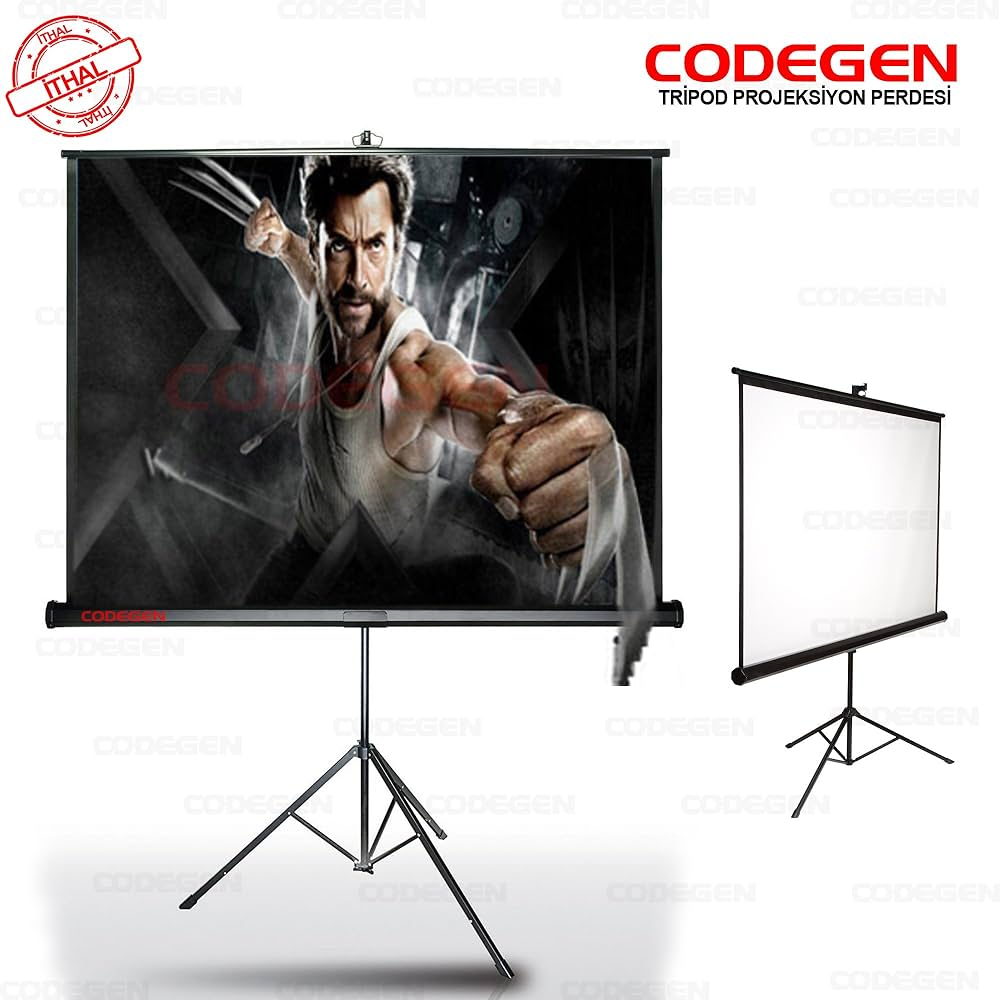 Codegen TX-20 200x200 Tripod İthal Projeksiyon Perdesi (Arkası Siyah Fonlu)