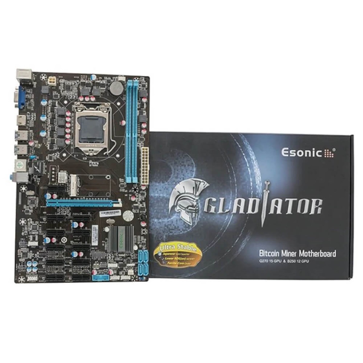 Esonic B250-BTC-GLADIATOR-2XDDR4 VGA 1151 Pin 12GPU Soket Mining Anakart