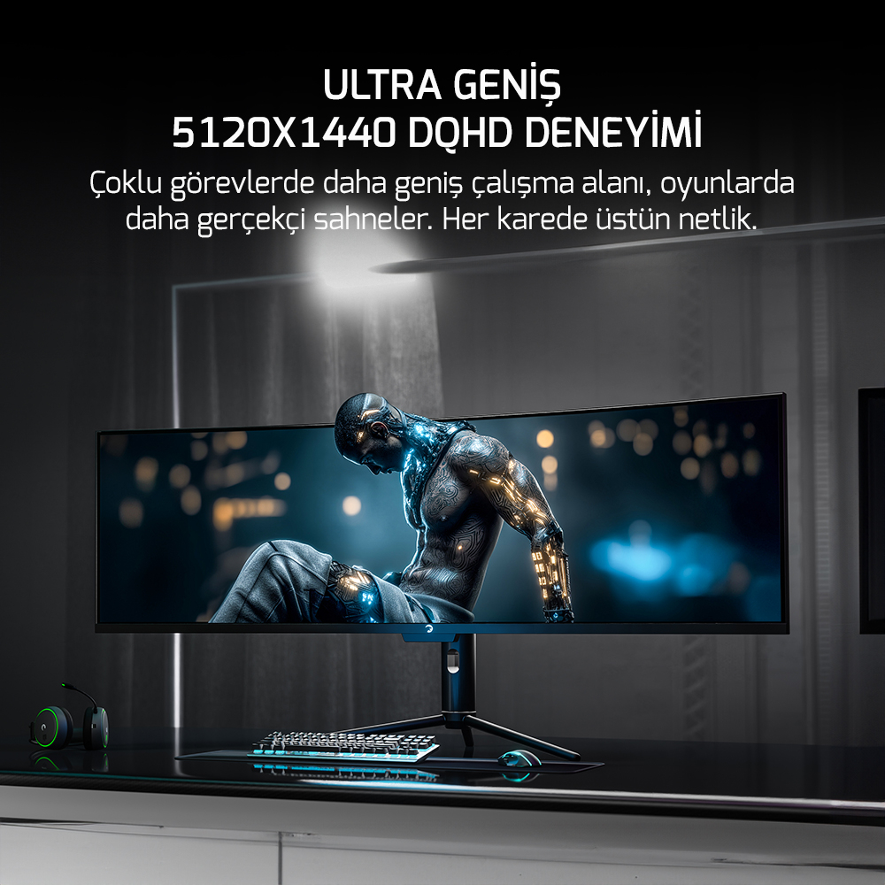 GamePower Kora DQ49 49¨ 120Hz Dual QHD RGB Fast VA Curved Gaming Monitör