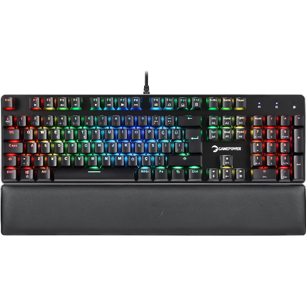 GamePower Ogre RGB 60M Blue Switch Türkçe Q USB Mekanik Gaming Klavye