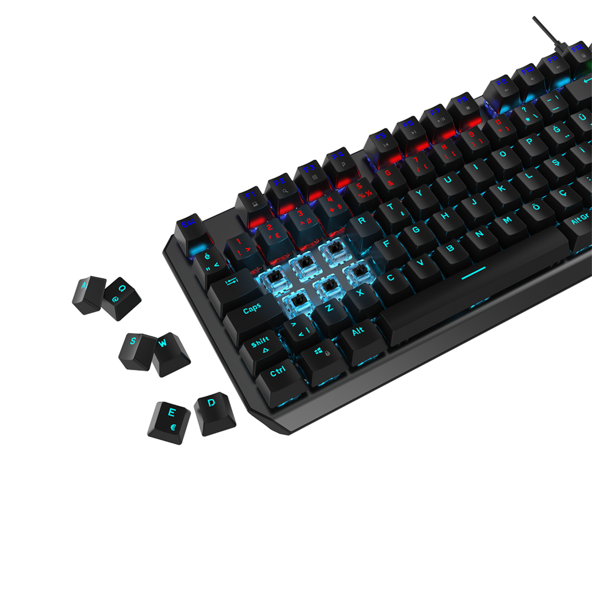 GamePower Overlord 60M Mekanik Siyah Switch Türkçe Q 88 Tuş USB Gaming Klavye