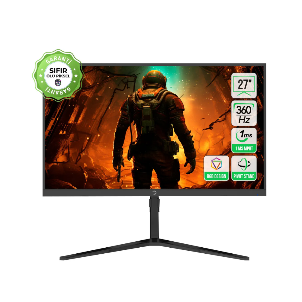 GamePower Rapid  27' inch 1ms 360Hz Flat IPS FHD RGB Pivot Speaker Gaming Monitör 