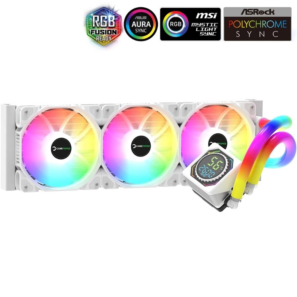 GamePower Skadi Square 360 ARGB Beyaz (RGB Borulu) 360mm Cpu Sıvı Soğutma