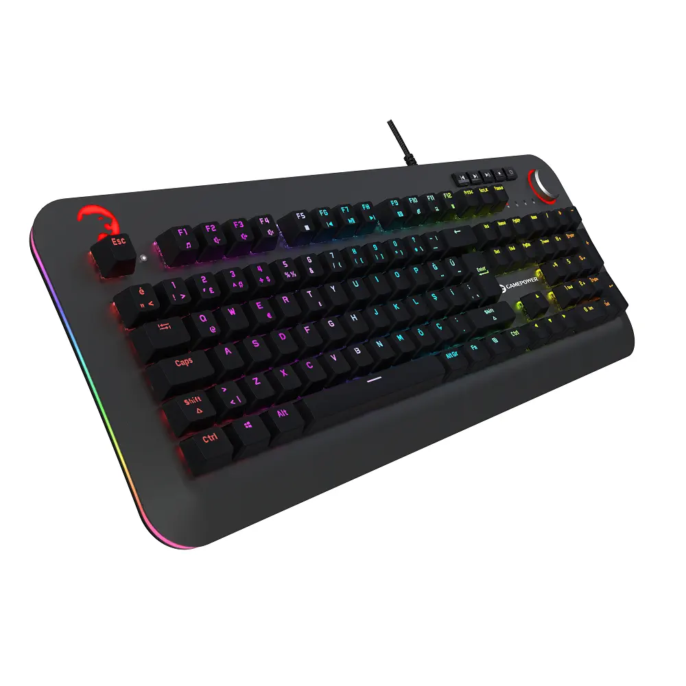 GamePower Starscream 60M RGB Kırmızı Switch 60 Milyon Türkçe Q USB Suya Dayanıklı Optik Mekanik Gaming Klavye