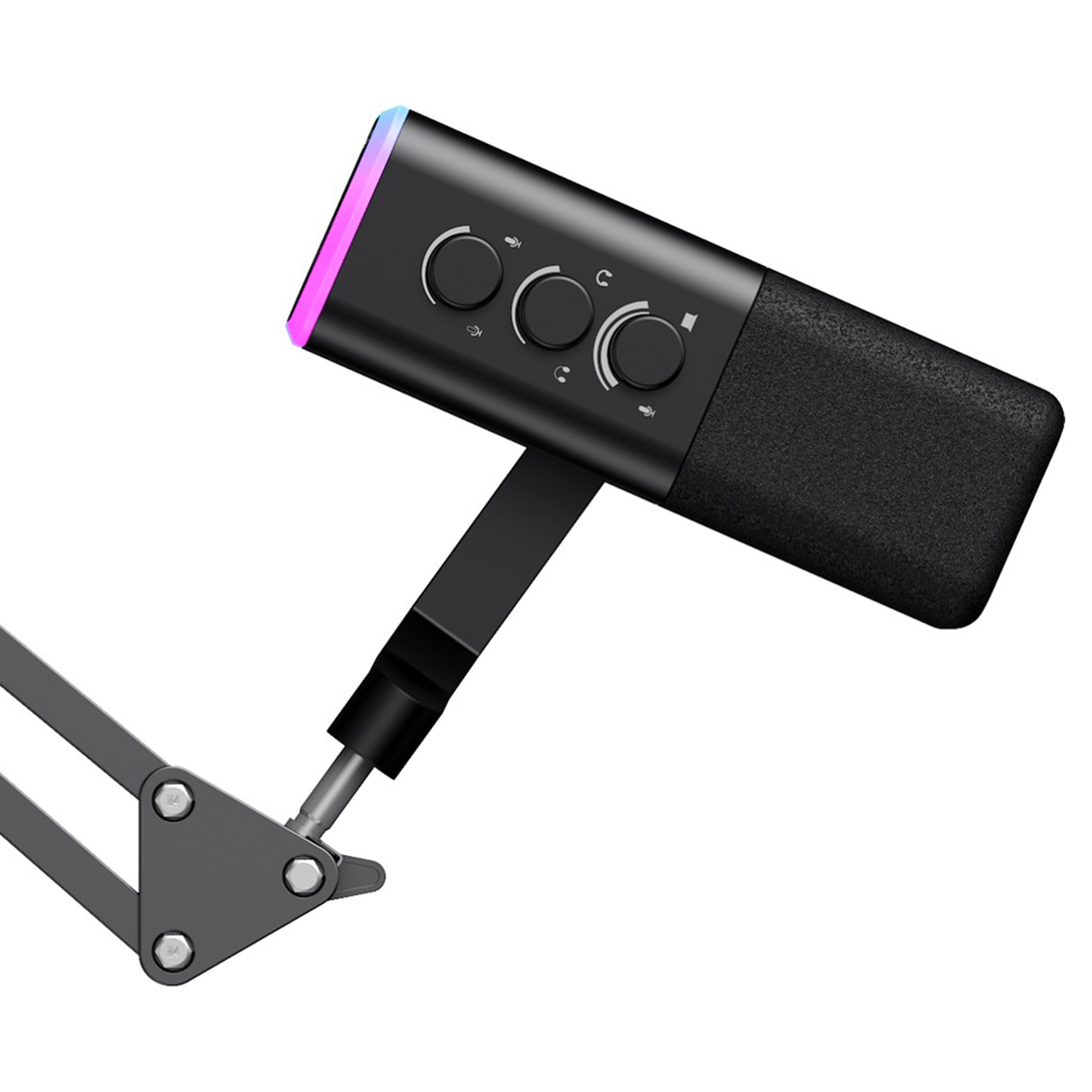 Havit Gamenote GK71 Pro RGB Yayıncı Mikrofonu, 24-Bit, 192kHz, XLR & Type-C, Stantlı - Siyah