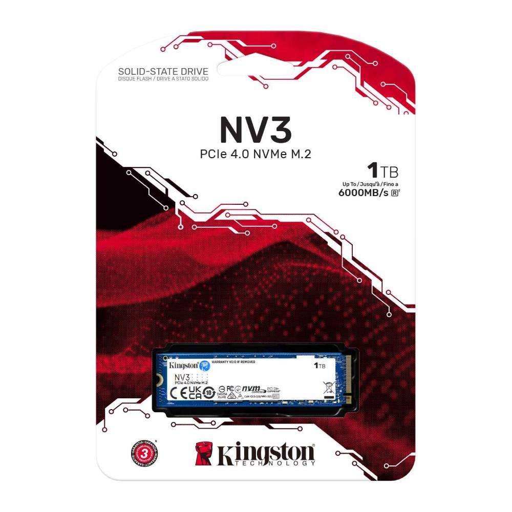 Kingston NV3 1TB SSD PCIe 4.0 m.2 NVMe SNV3S/1000G6000-4000 MB/s , Gen 4 M2 Hdd