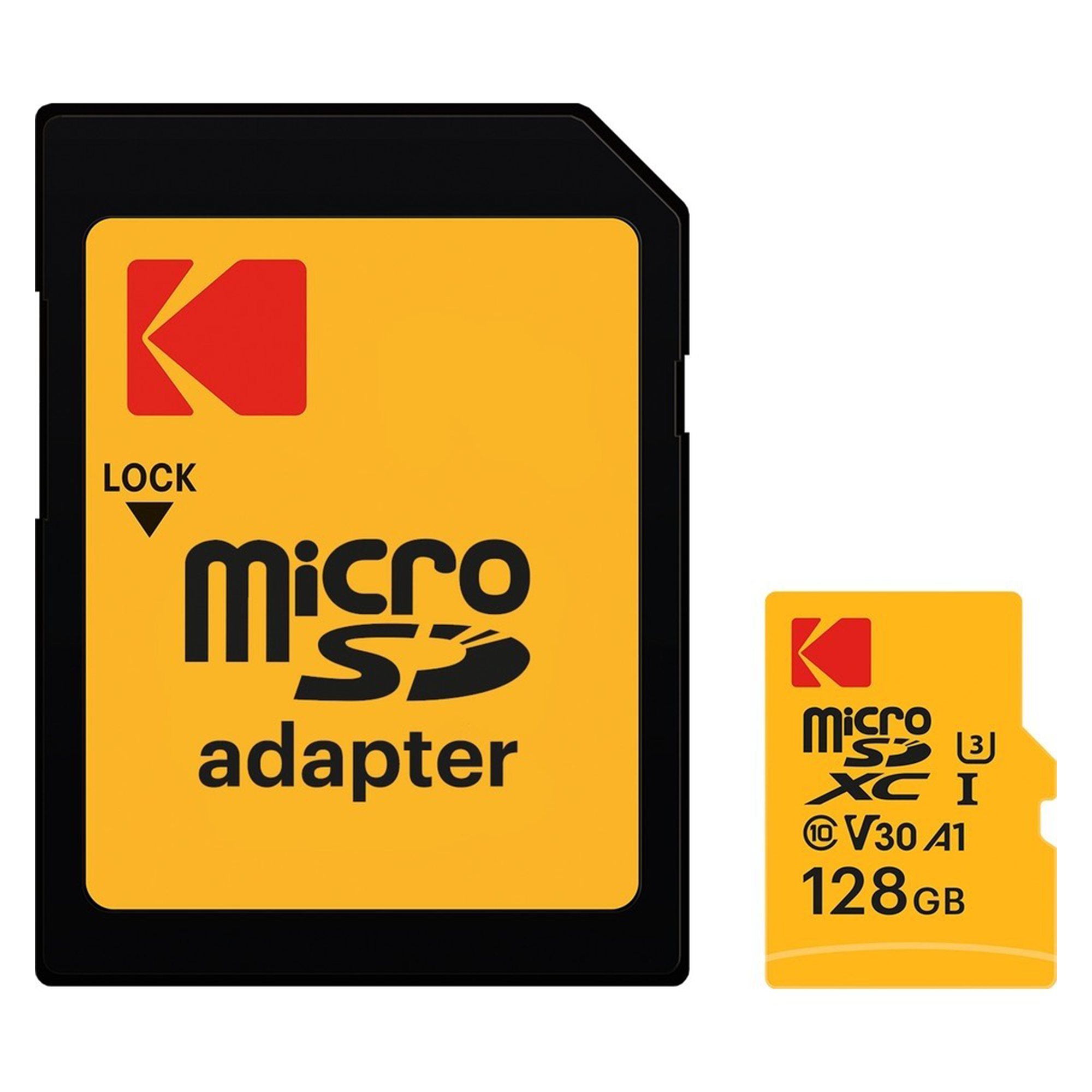 Kodak 128GB Ultra Performance (Read 100 MB/s- Write 40 MB/s) UHS-I / V30 / U3 / Sınıf 10 / A1 UHS-I 4K (3840 x 2160) EKMSDM128GXC10HPRK  microSDXC Hafıza Kartı ve SD Adaptörü