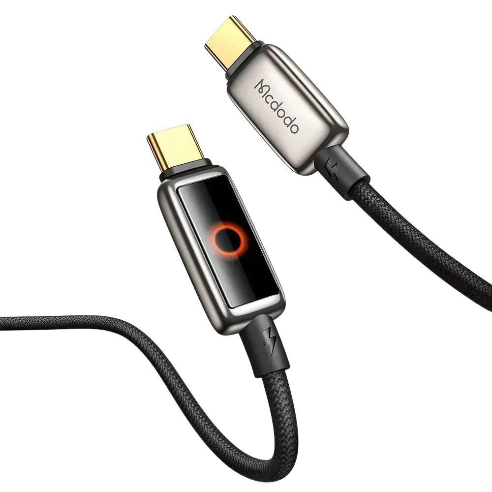McDodo Auto Power Off 100W USB-C to USB-C with Breathing Light LED Display 1.2m Gold Titanium CA-6680 Data Cable