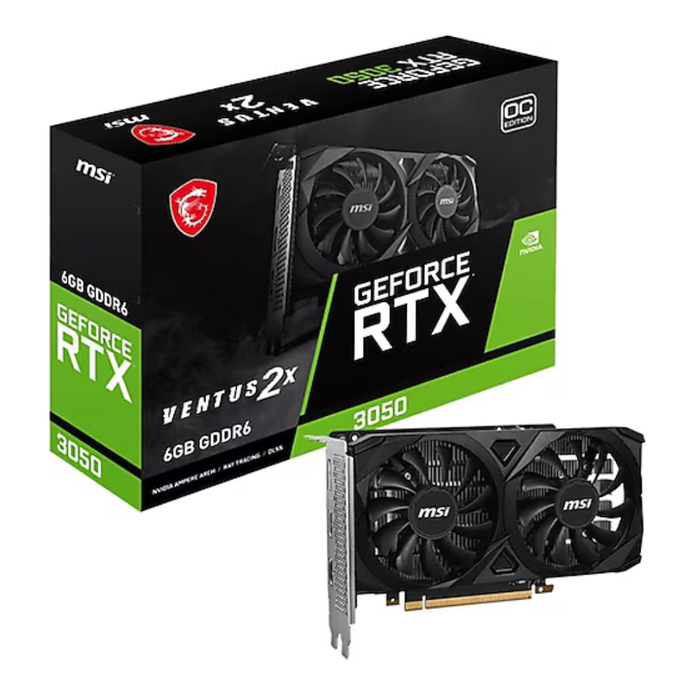 Msi Geforce RTX 3050 Ventus 2X 6G OC 6GB GDDR6 96Bit DX12PCIE 4.0 X8 (1XDP 2XHDMI) Ekran Kartı