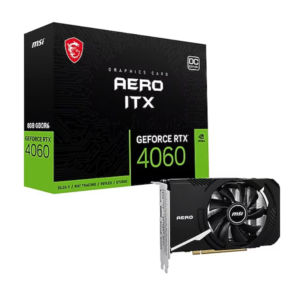 MSI GeForce RTX 4060 Aero ITX 8G OC RTX 4060 8GB GDDR6 128Bit DX12 Gaming (Oyuncu) Ekran Kartı