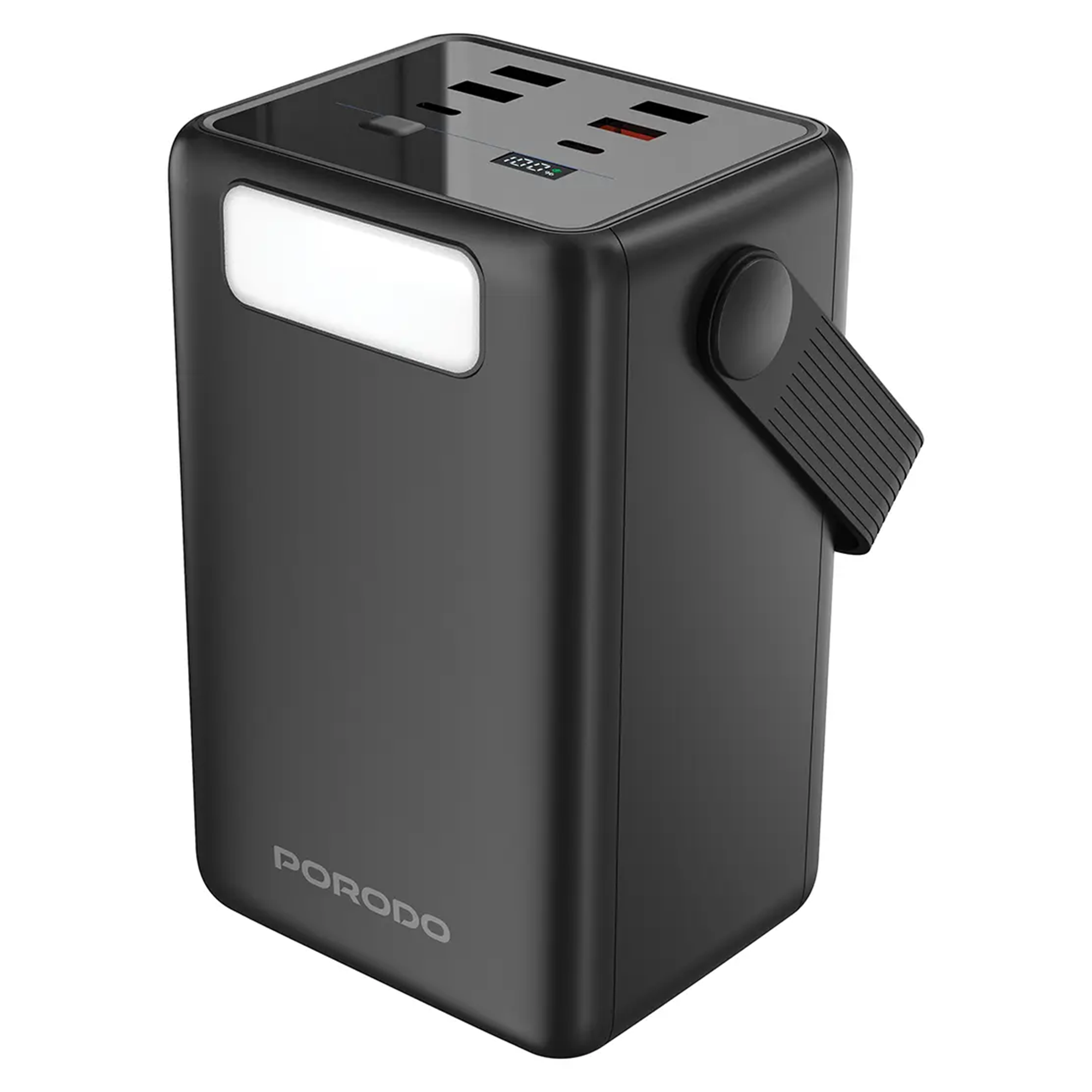 Porodo Lara 80000mAh Entegre Kablolu ve El Fenerli Power Bank - Siyah