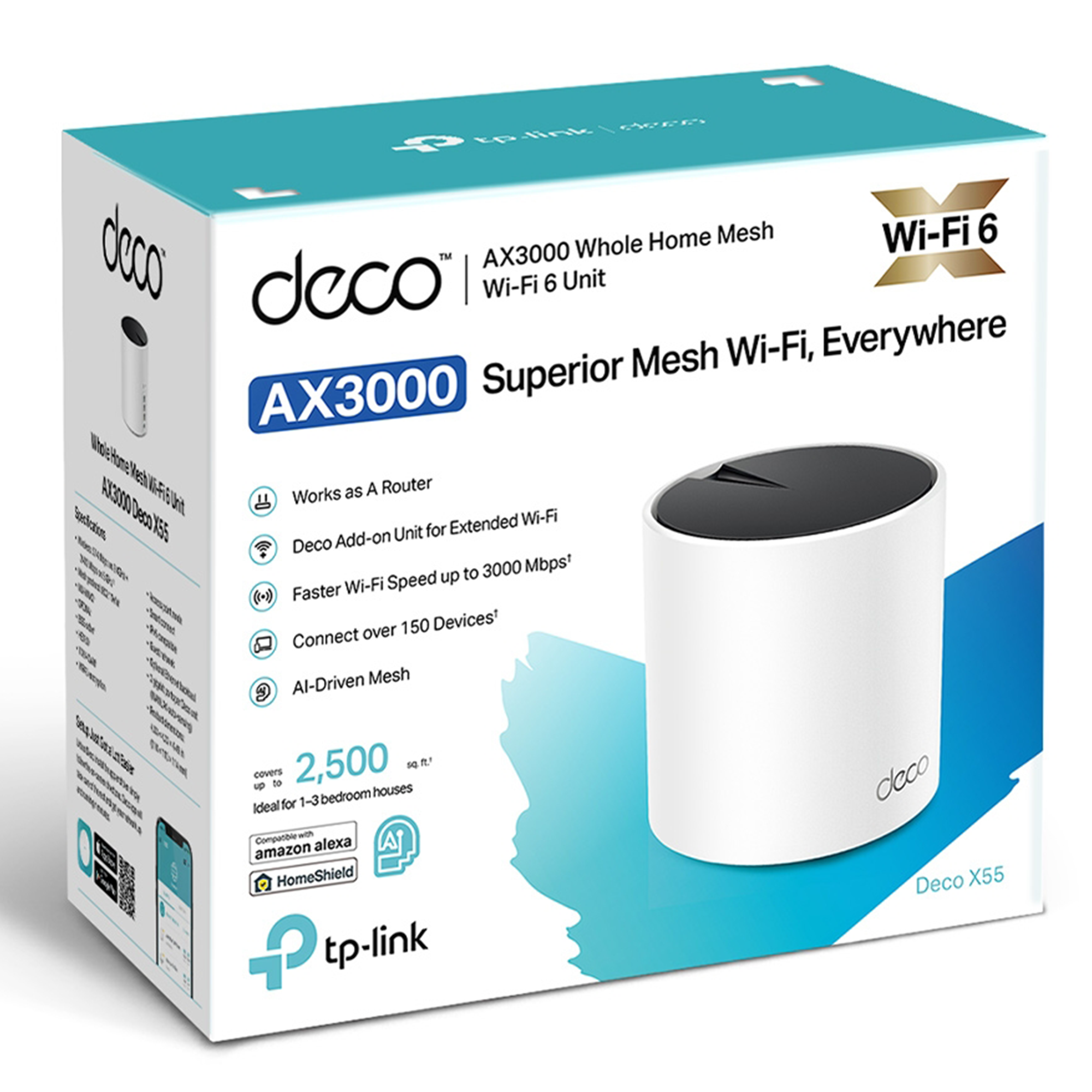 TP-Link Deco X55-3P AX3000 Mbps Wi-Fi 6 Mesh Sistemi 3 Lü Set Router