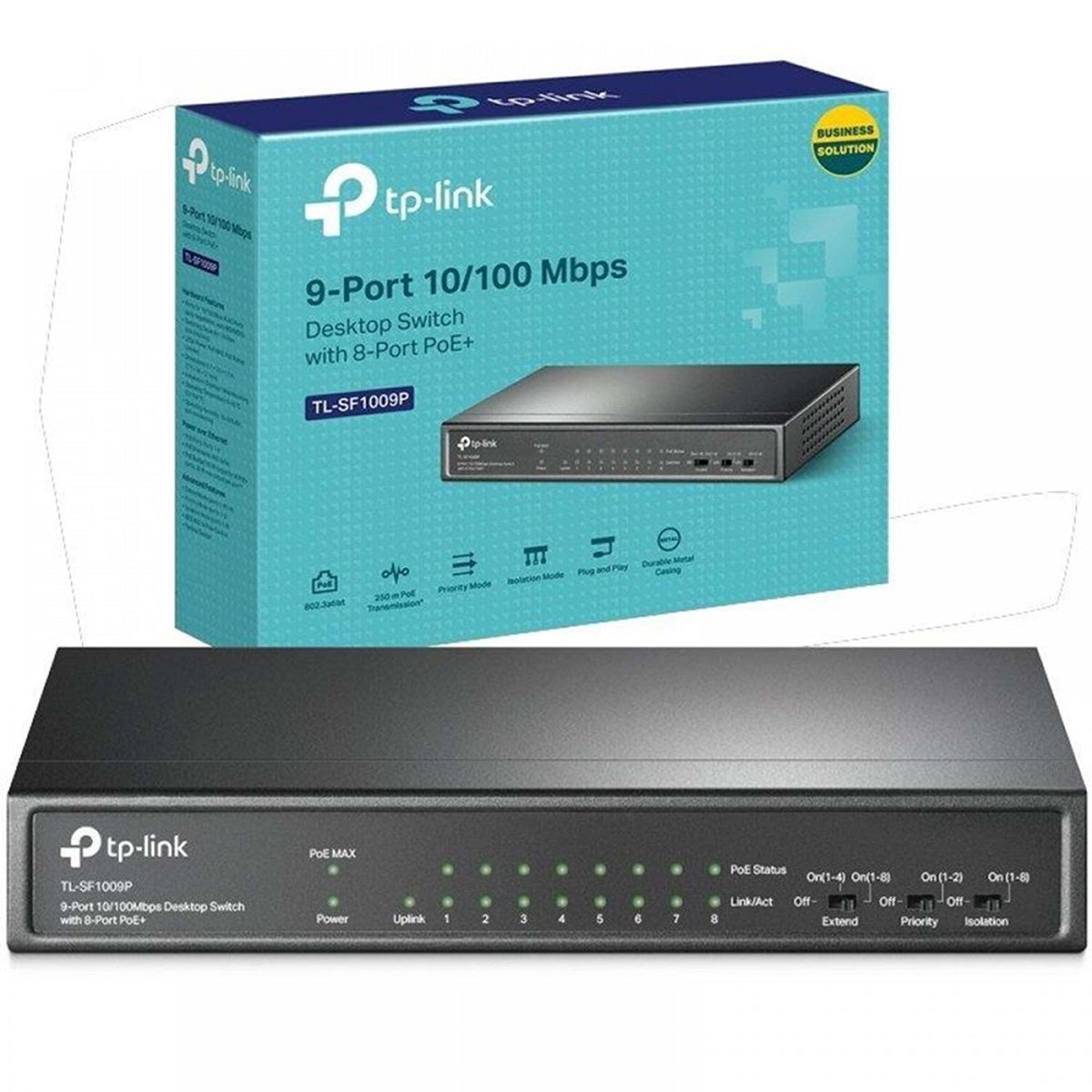 TP-Link TL-SF1009P 9-Port 10/100Mbps Desktop Switch with 8-Port PoE+