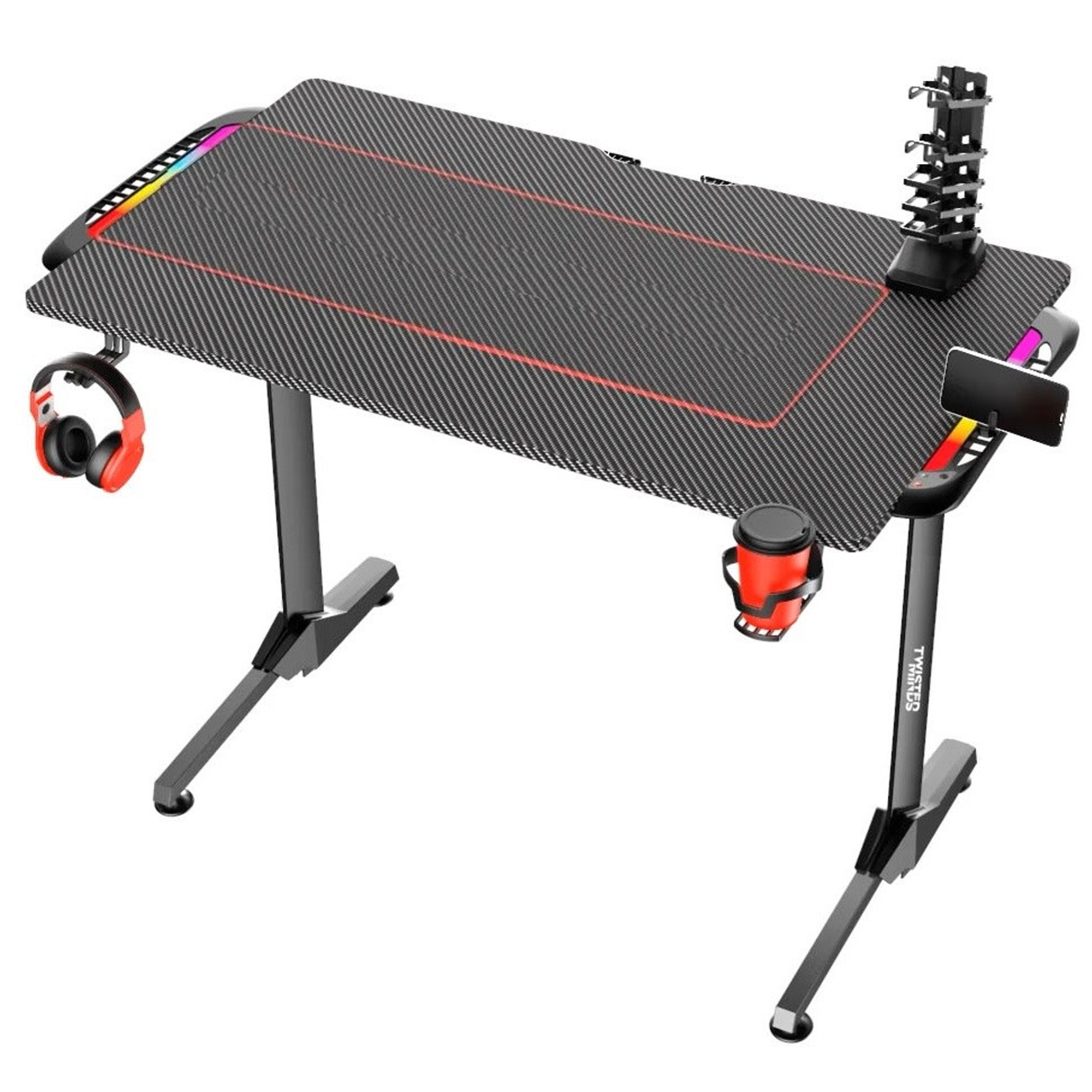 Twisted Minds T Desing Karbon Fiber E-Spor RGB Oyuncu Masası