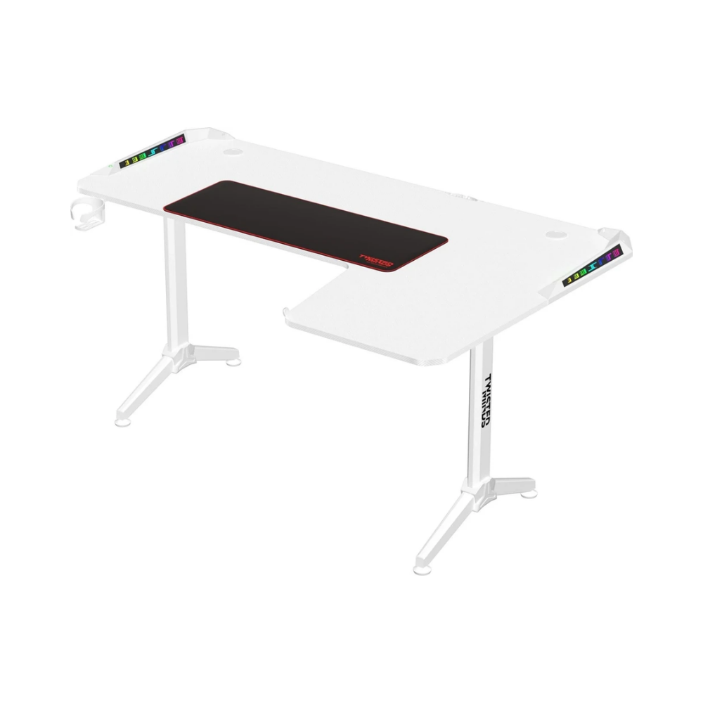 Twisted Minds TM-Y-LB-RGB Warrior L Şekilli Oyuncu Masası RGB Sol, Beyaz