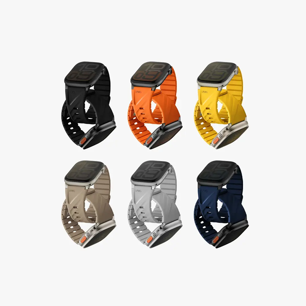 UNIQ Apple Watch (49/46/45/44/42/41/40mm) Fluo Watch Silicone Rubber Band Midnight Black UNIQ-49-40MM-FLUOMBLK
