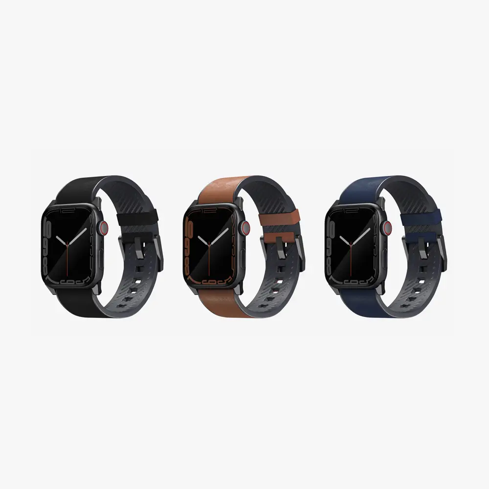 UNIQ Apple Watch Straden Waterproof Leather Hybrid Strap (49/46/45/44MM) Black UNIQ-45MM-STRABLK