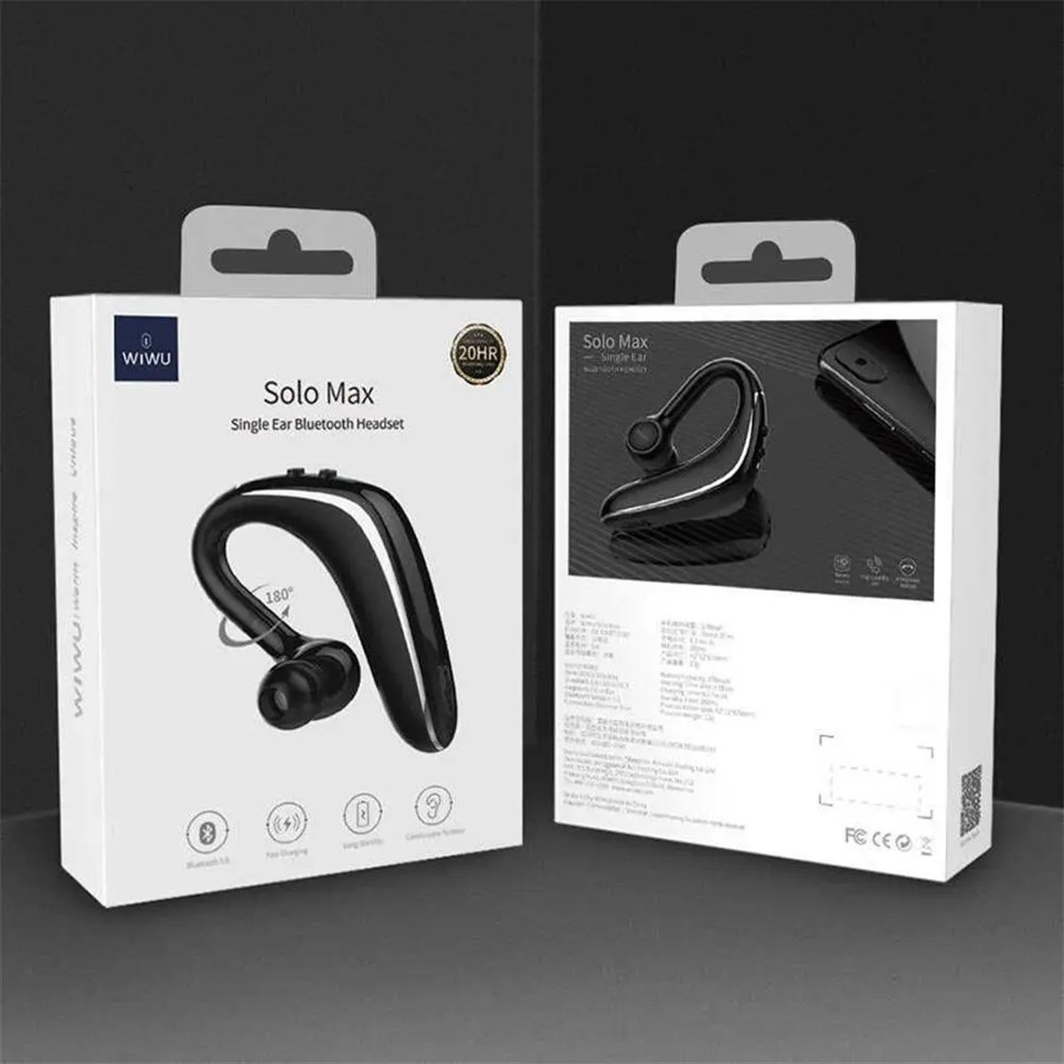 WIWU Solo Max Bluetooth 5.0 İş Stili Tek Kulak Bluetooth Kulaklık