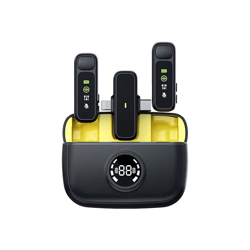 WiWU Wi-WM003 Kablosuz Mini Mikrofon Lightning + Type-C - Siyah