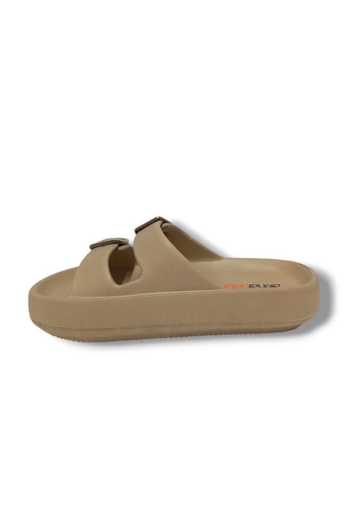 Akınal E282.Z.0003-25 Eva Çift Bant Anatomik Terlik Bej Altın 36-40