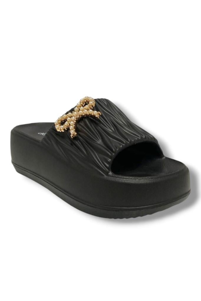 Akınal E462.Z.0001 Eva Anatomik İnci Taşlı Kurdele Kadın terlik