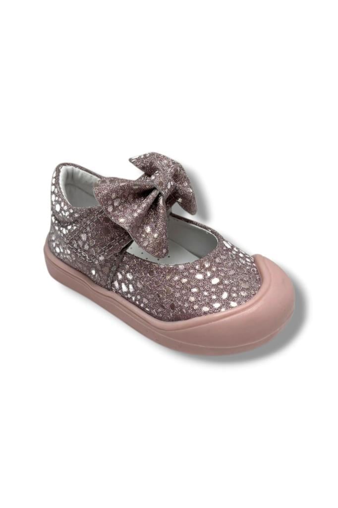 Arzen Bebe 122-26 Simli Pullu Papyonlu Cırtlı Anatomik Kız Bebek Ayakkabısı 19-23