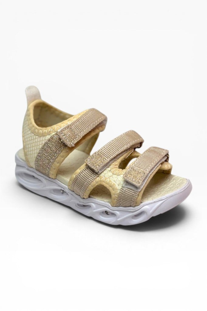 Arzen Bebe 230-26 Simli 3 Cırtlı Işıklı Anatomik Kız Çocuk Sandalet 26-30