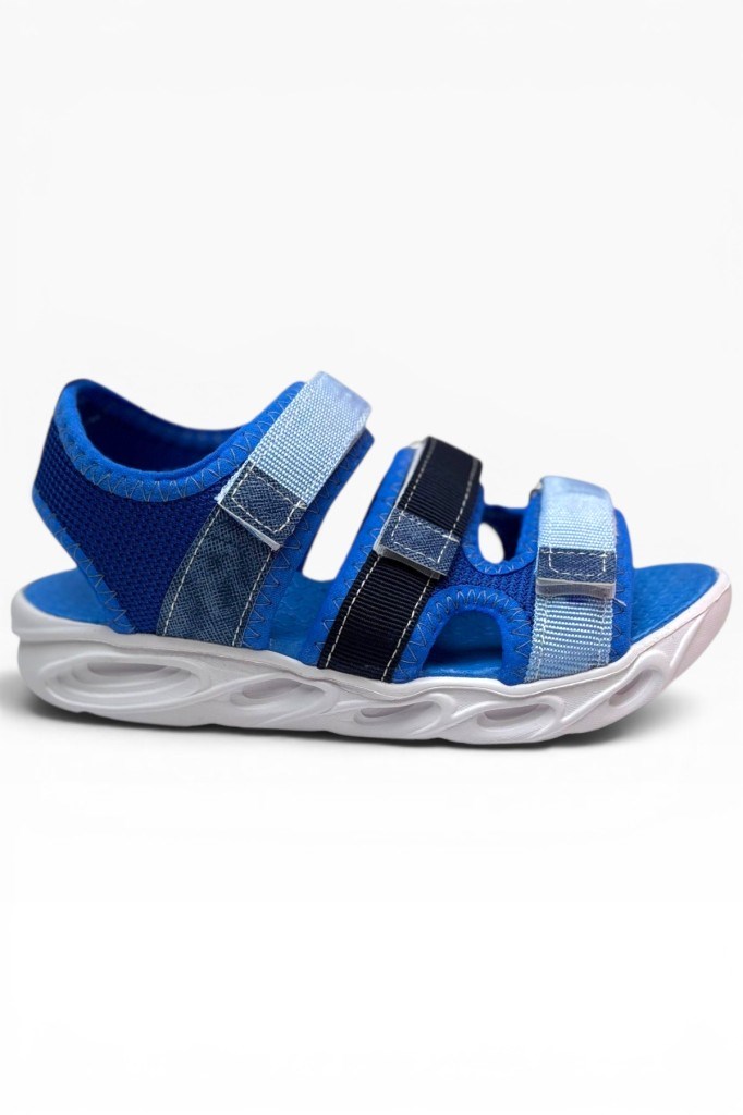 Arzen Bebe 231-26 3 Cırtlı Anatomik Çocuk Sandalet Mavi Lacivert Buz 31-35