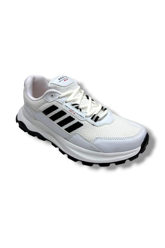 Best Of 2045-26 Anorak Deri Anatomik Erkek Sneaker Beyaz Siyah