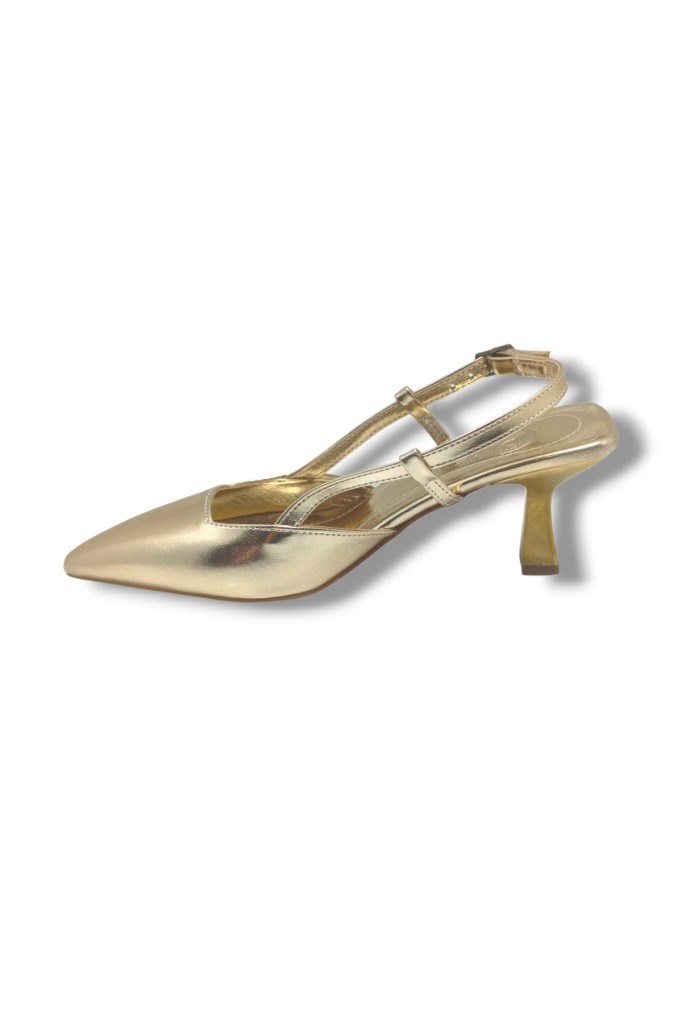 C-Shoes NB100-26 Parlak Metalik Deri İnce Kısa Topuklu Kadın Stiletto