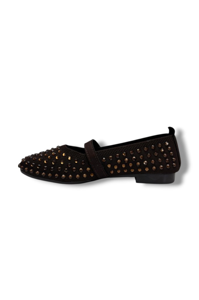 C-Shoes SG3170-26 Triko Kemerli Full Taşlı Kadın Babet