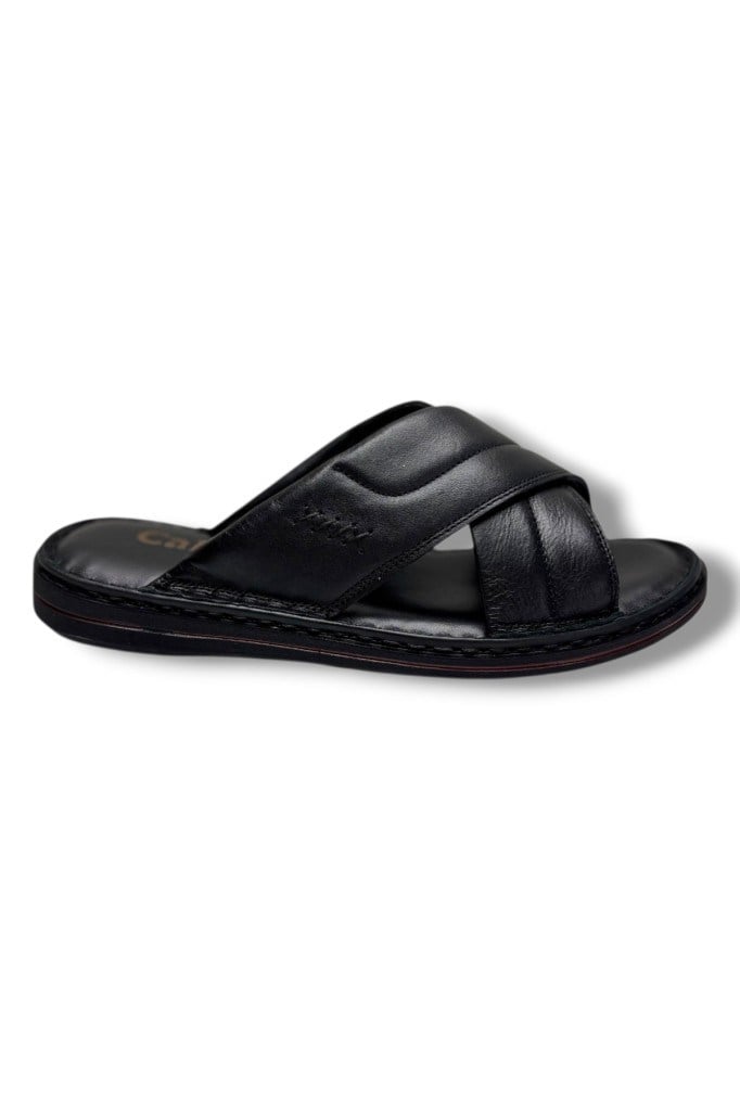 Cakgo 170-26 Hakiki Deri Ultra Soft Çapraz Bant Anatomik Erkek Terlik 40-47